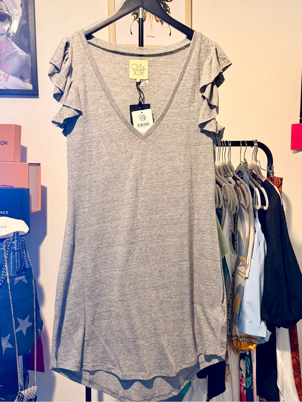 ChaserTriblend Jersey Flutter Sleeve Dress - Picture 2 of 6